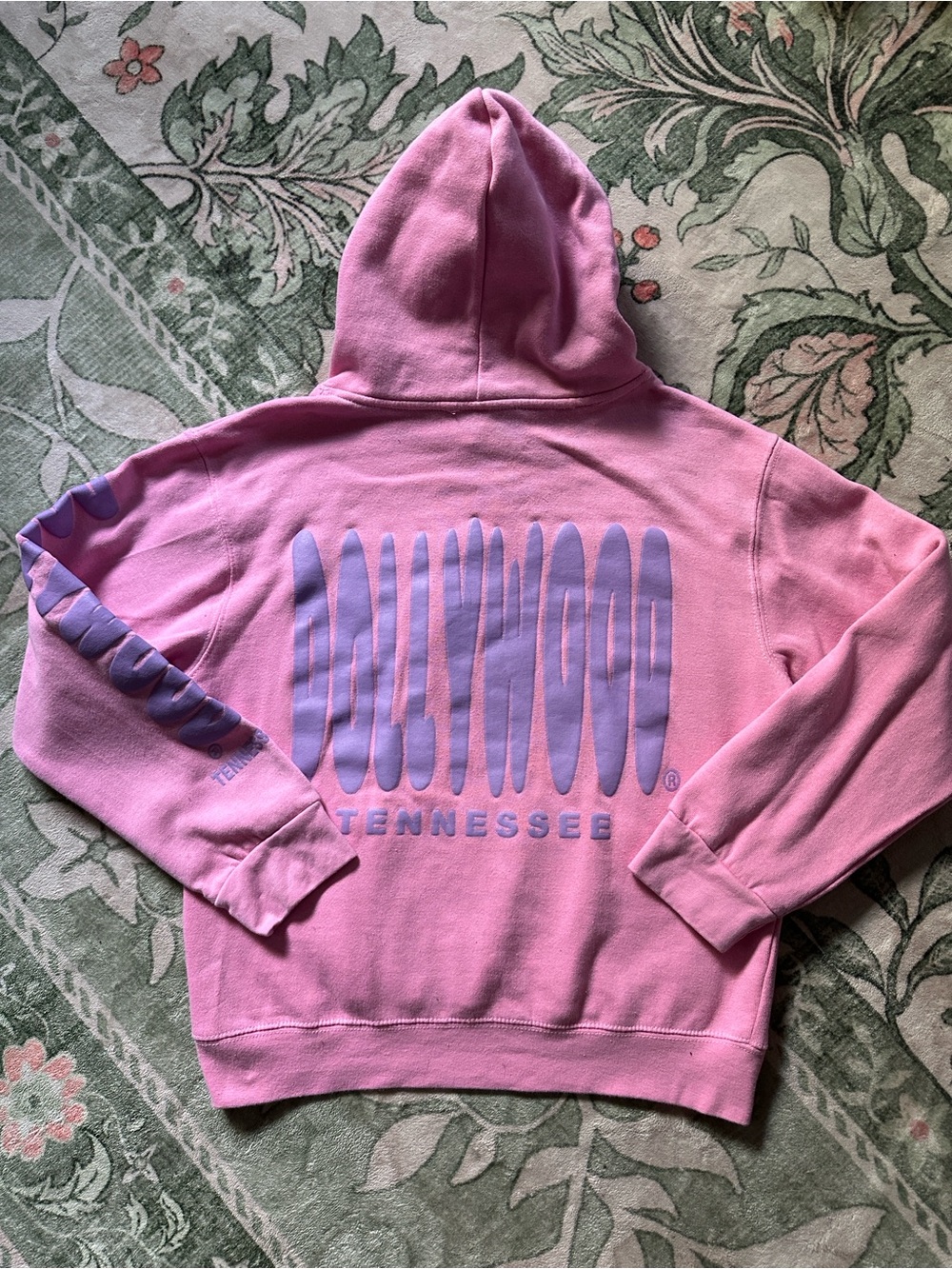 Pink Dollywood Pullover Hoodie with Lavender/Lilac Graphics Size Small - Picture 9 of 11